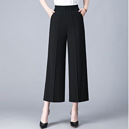 Women'S Casual Solid Color High-Waist Wide-Leg Pants