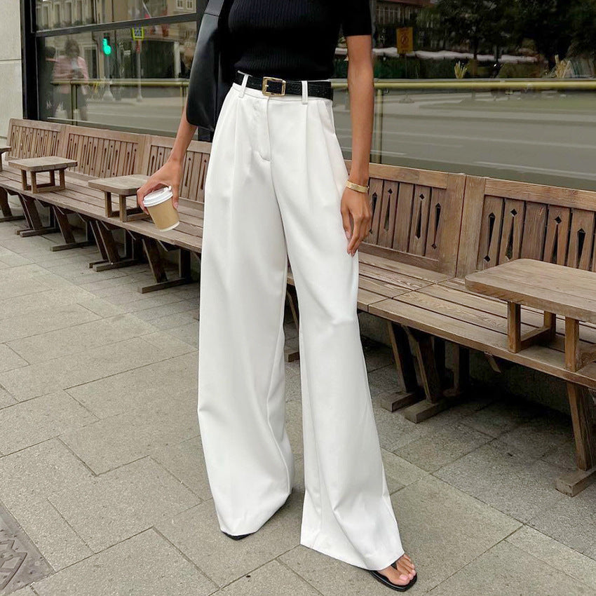 Women Fashion Casual Simple High Waist Loose Pants