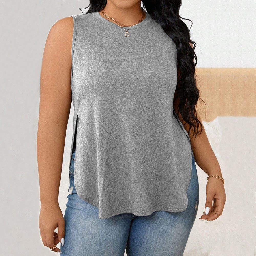 Camiseta sin mangas con abertura lateral para mujer, para deportes de verano, correr, yoga, entrenamiento, fitness, informal