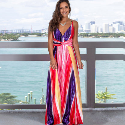 Vestido camisola holgado con cuello en V y estampado floral para mujer, informal, de vacaciones