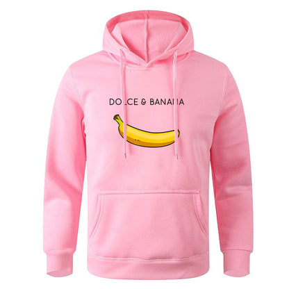 Sudadera con capucha de forro polar con estampado de plátano para hombre y mujer