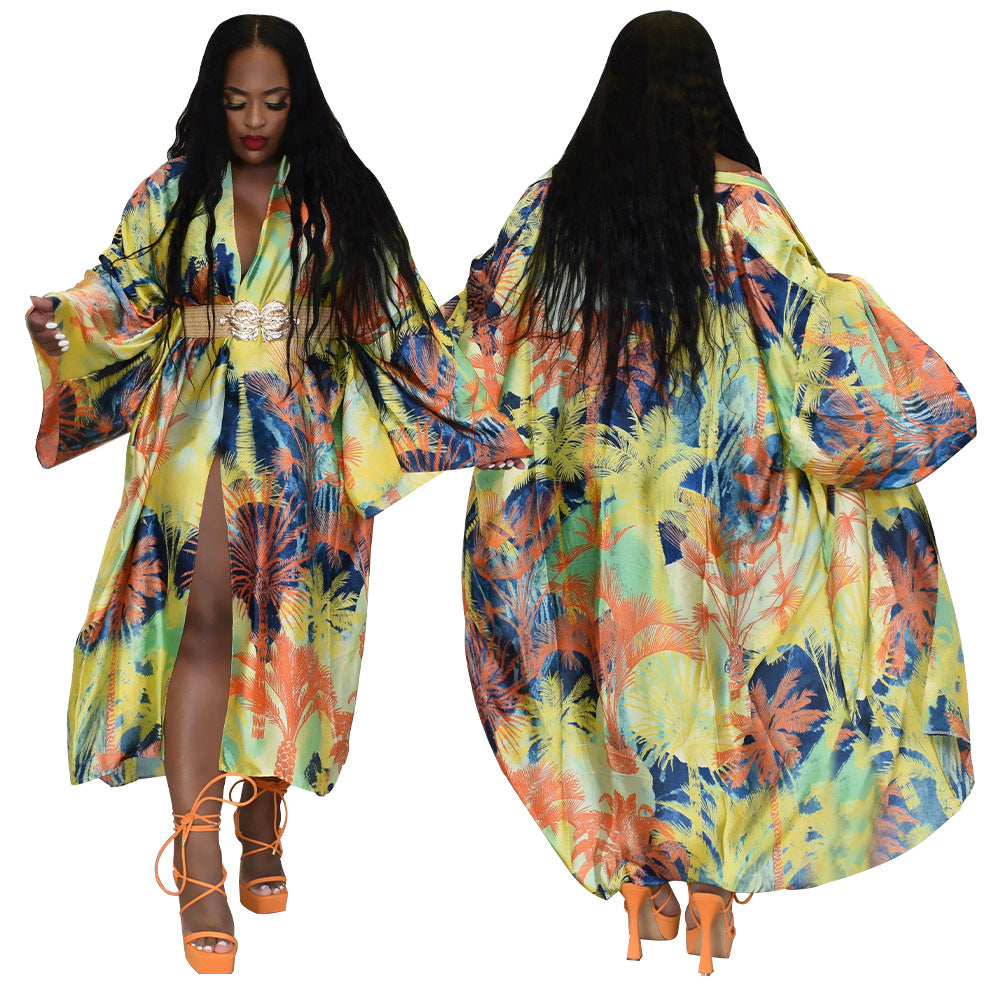 Cárdigan holgado con estampado gráfico informal de estilo bohemio para mujer