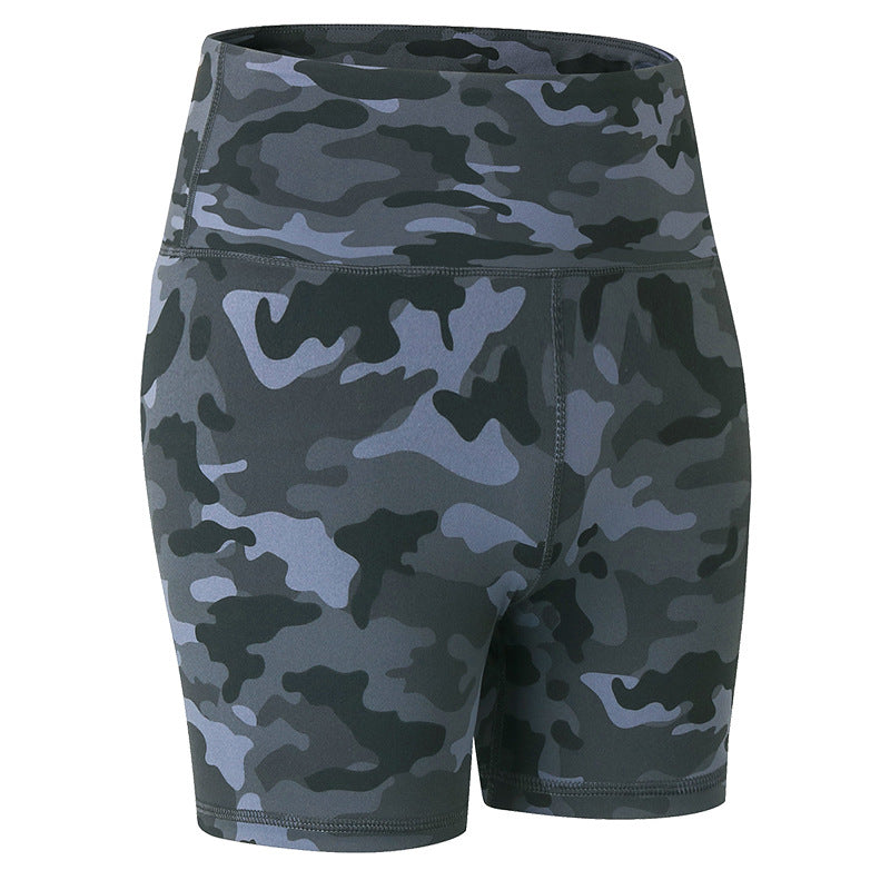 Women'S Casual Nude Printed High-Elastic Tight-Fitting Sports Quick-Drying Fitness 3-Point Biker Shorts