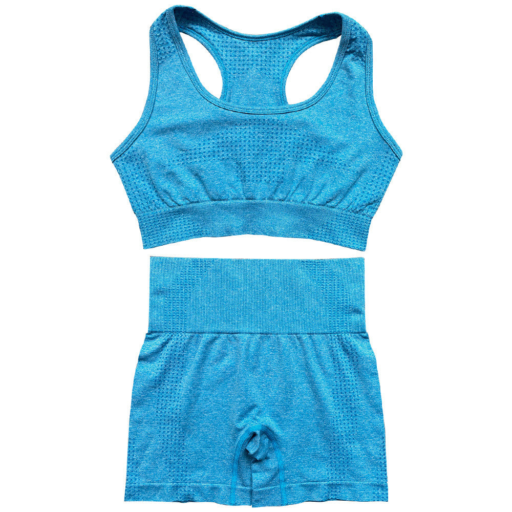 Conjunto deportivo de 2 piezas para mujer, informal, ajustado, de color sólido, con cuello en U, sin mangas y pantalones cortos