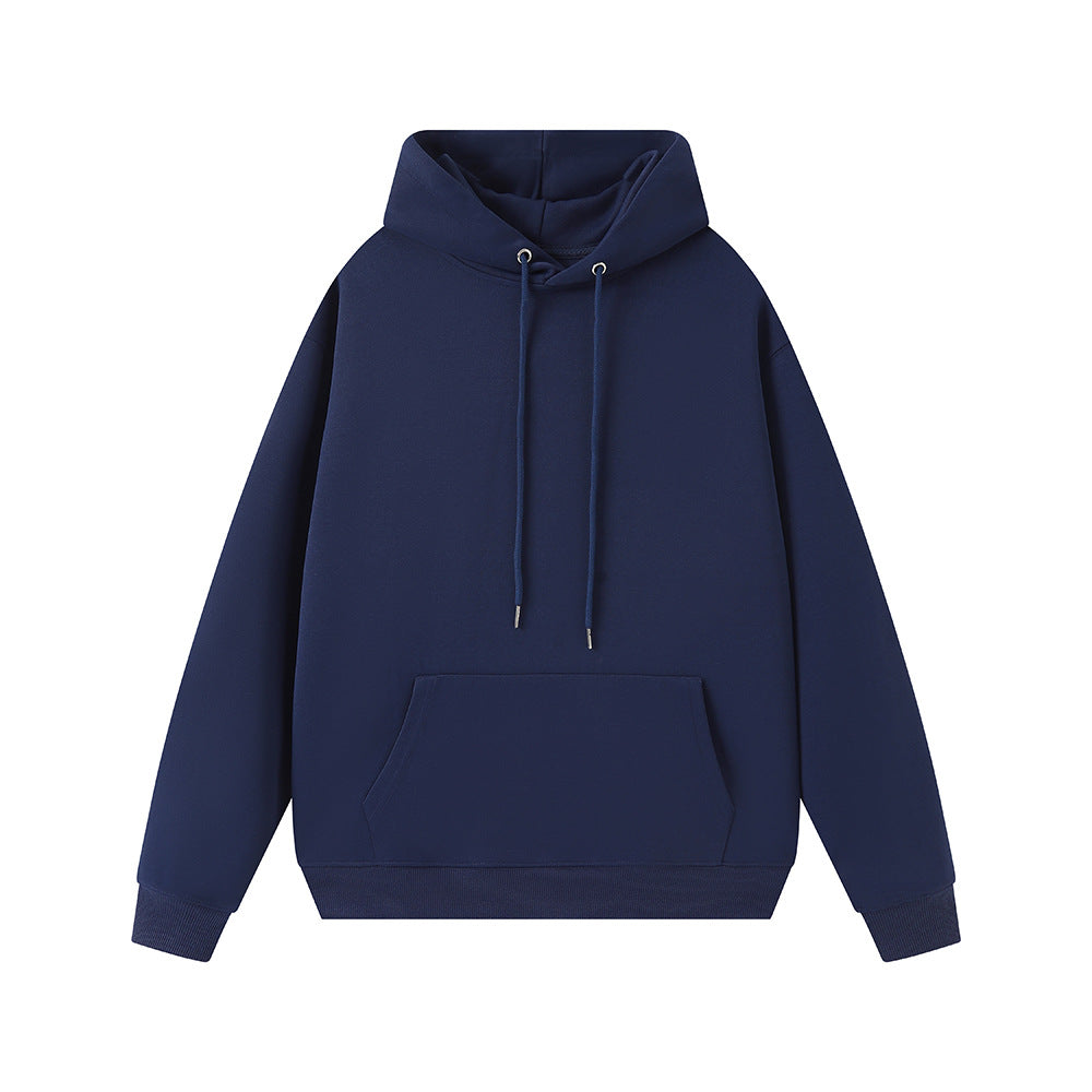 Sudadera con capucha informal holgada de manga larga con bolsillos y color liso para mujer