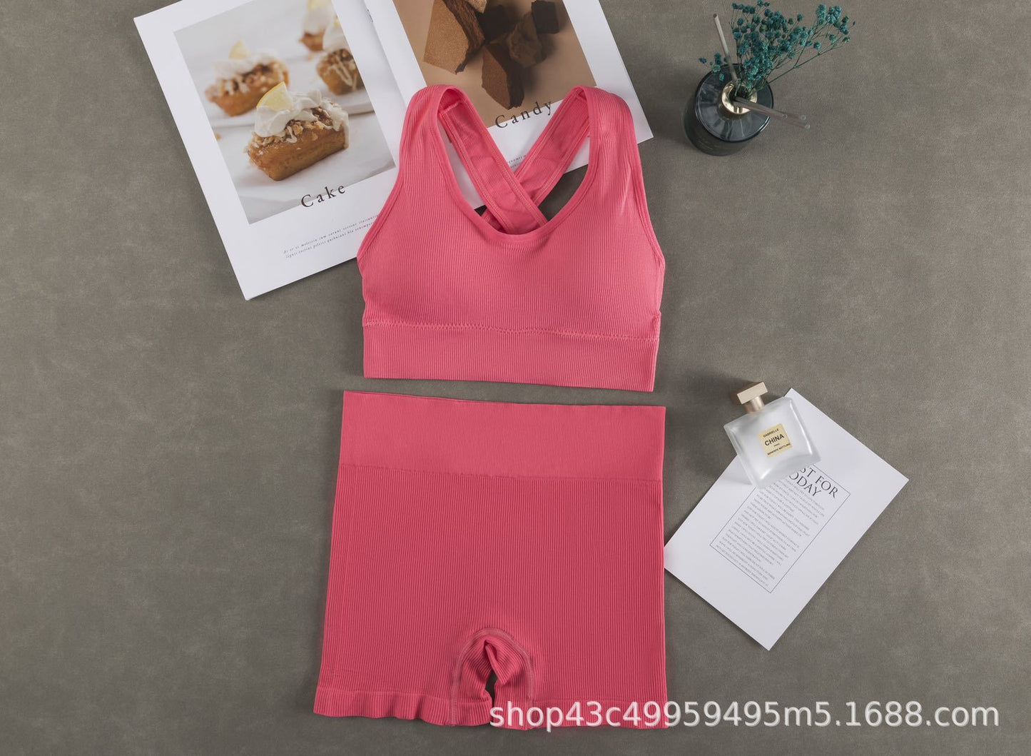 Women Fashion Casual Solid Color Camisole Sports Shorts Set