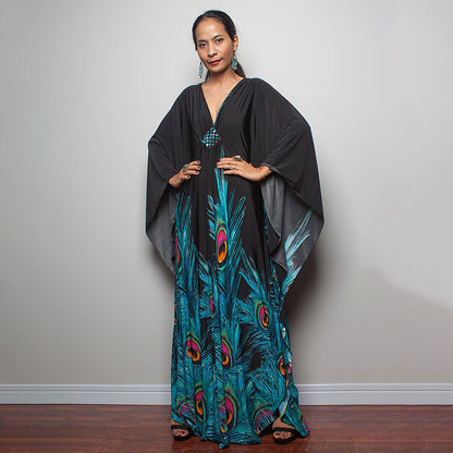 Traje de baño largo con estampado floral a rayas y protección solar para mujer