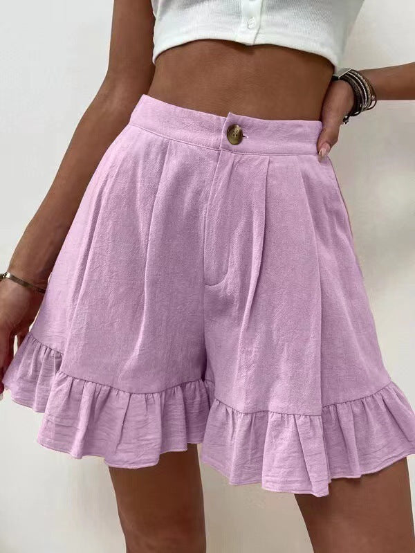 Women Fashion Casual Loose Wide Leg High Waist Shorts