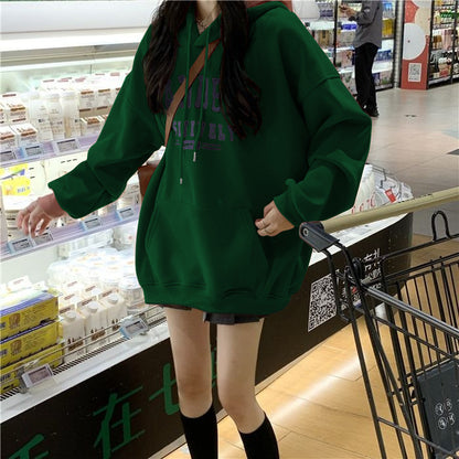 Sudadera con capucha informal de invierno para mujer con forro polar