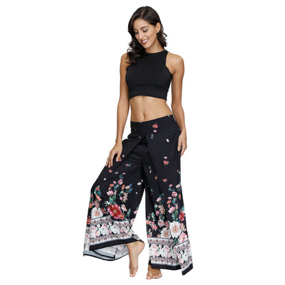 Women Fashion Casual Print Wide-Leg Pants