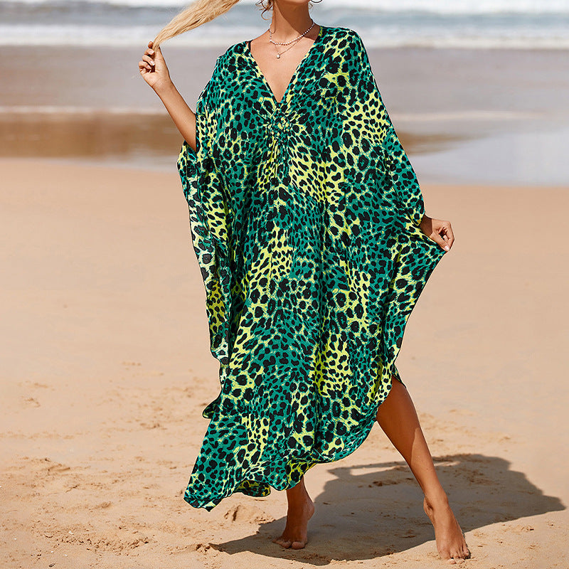 Traje de baño de verano para mujer, informal, estampado, holgado, protector solar