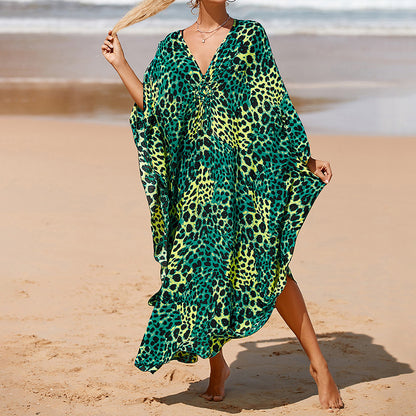 Traje de baño de verano para mujer, informal, estampado, holgado, protector solar