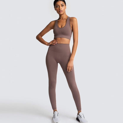 Conjunto deportivo de 2 piezas para mujer, informal, de color sólido, sin mangas, con pantalones ajustados