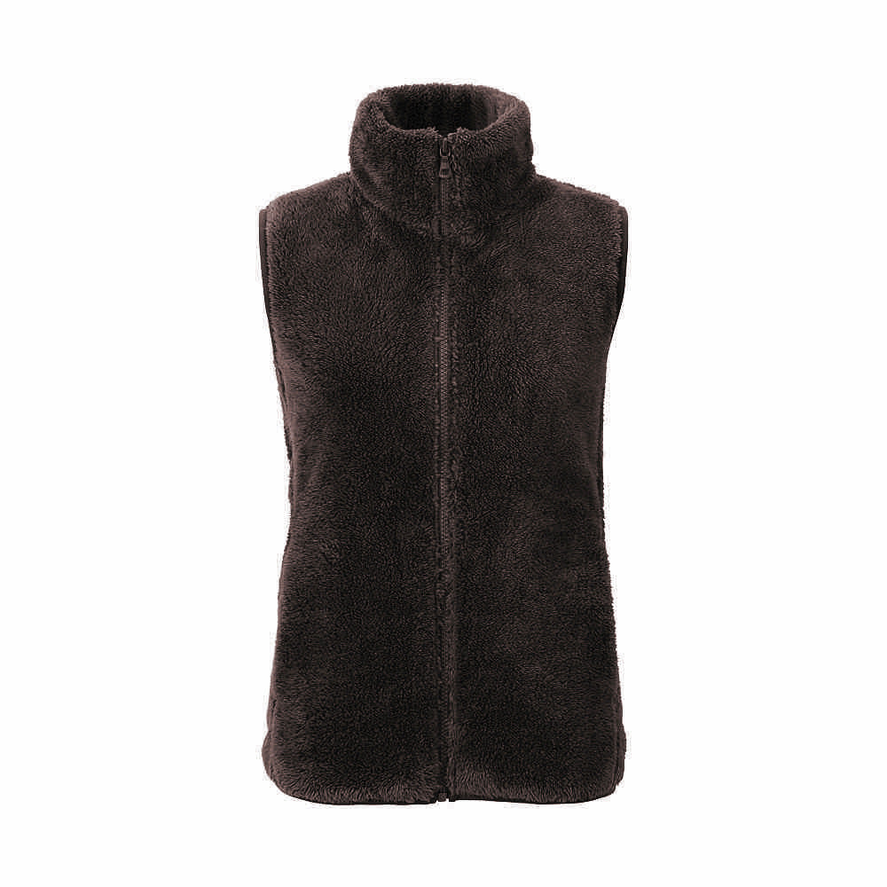 Chaleco informal de invierno de lana de color liso con cuello alto sin mangas para mujer