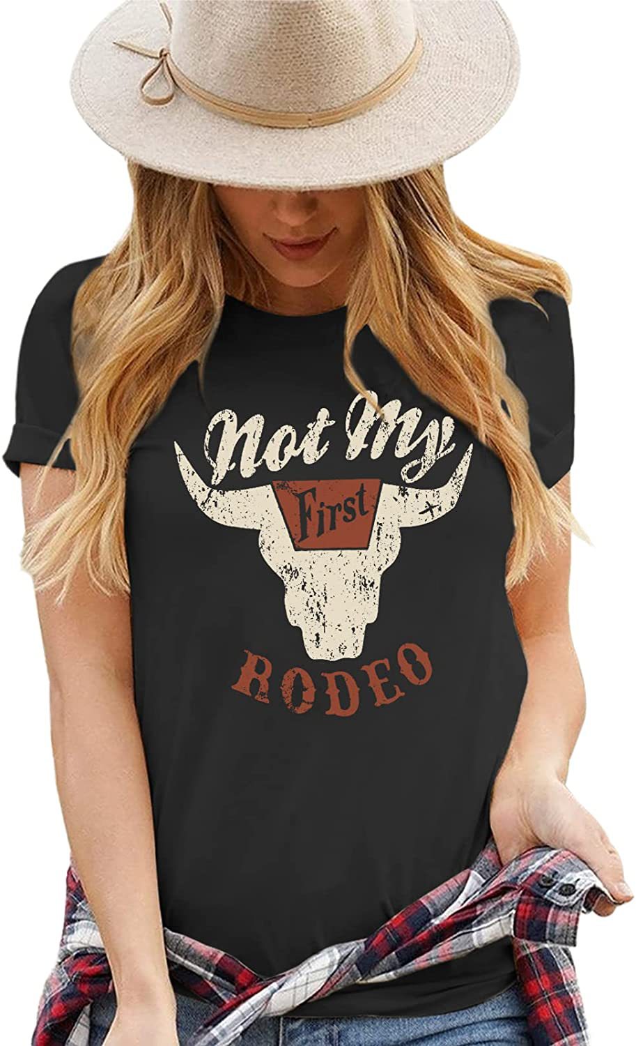 Camiseta de manga corta con cuello redondo y estampado de Tauro para mujer, estilo informal de verano occidental