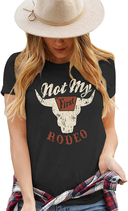 Camiseta de manga corta con cuello redondo y estampado de Tauro para mujer, estilo informal de verano occidental