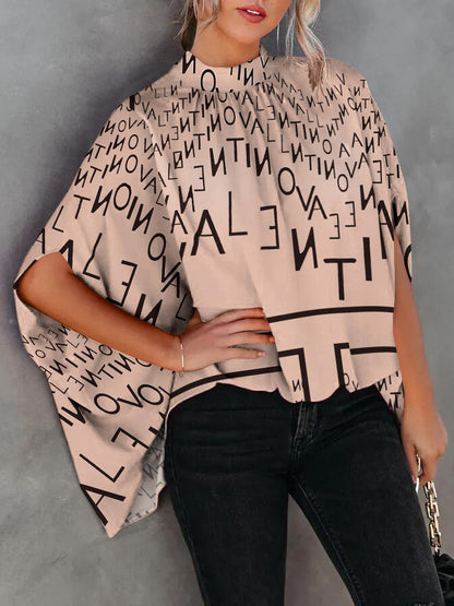 Blusa elegante informal holgada con mangas murciélago y cuello redondo para mujer, ideal para oficina y verano