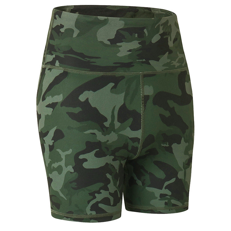Women'S Casual Nude Printed High-Elastic Tight-Fitting Sports Quick-Drying Fitness 3-Point Biker Shorts