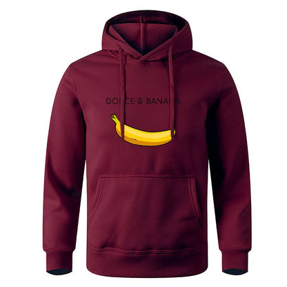 Sudadera con capucha de forro polar con estampado de plátano para hombre y mujer