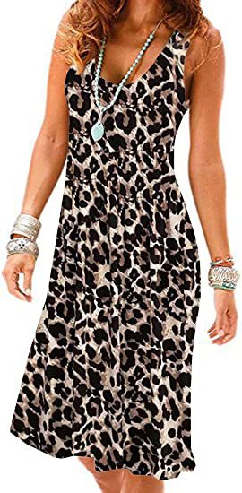 Women Casual Solid Color Loose Pleated Sleeveless Dress