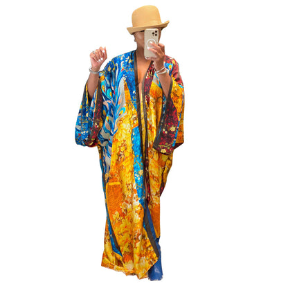 Cárdigan holgado con estampado gráfico informal de estilo bohemio para mujer