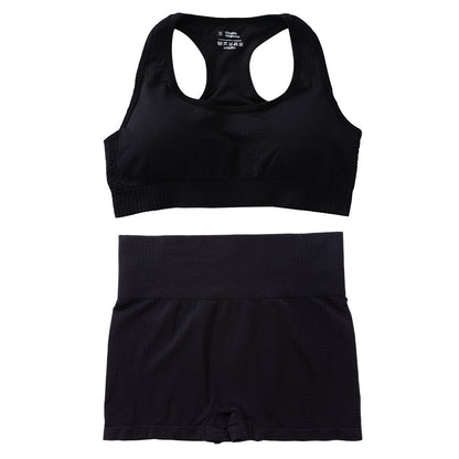 Conjunto deportivo de 2 piezas para mujer, informal, ajustado, de color sólido, con cuello en U, sin mangas y pantalones cortos