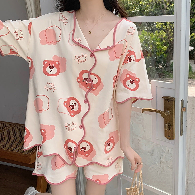 Conjunto de pijama informal de manga corta y pantalones cortos para mujer
