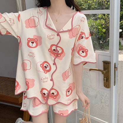 Conjunto de pijama informal de manga corta y pantalones cortos para mujer