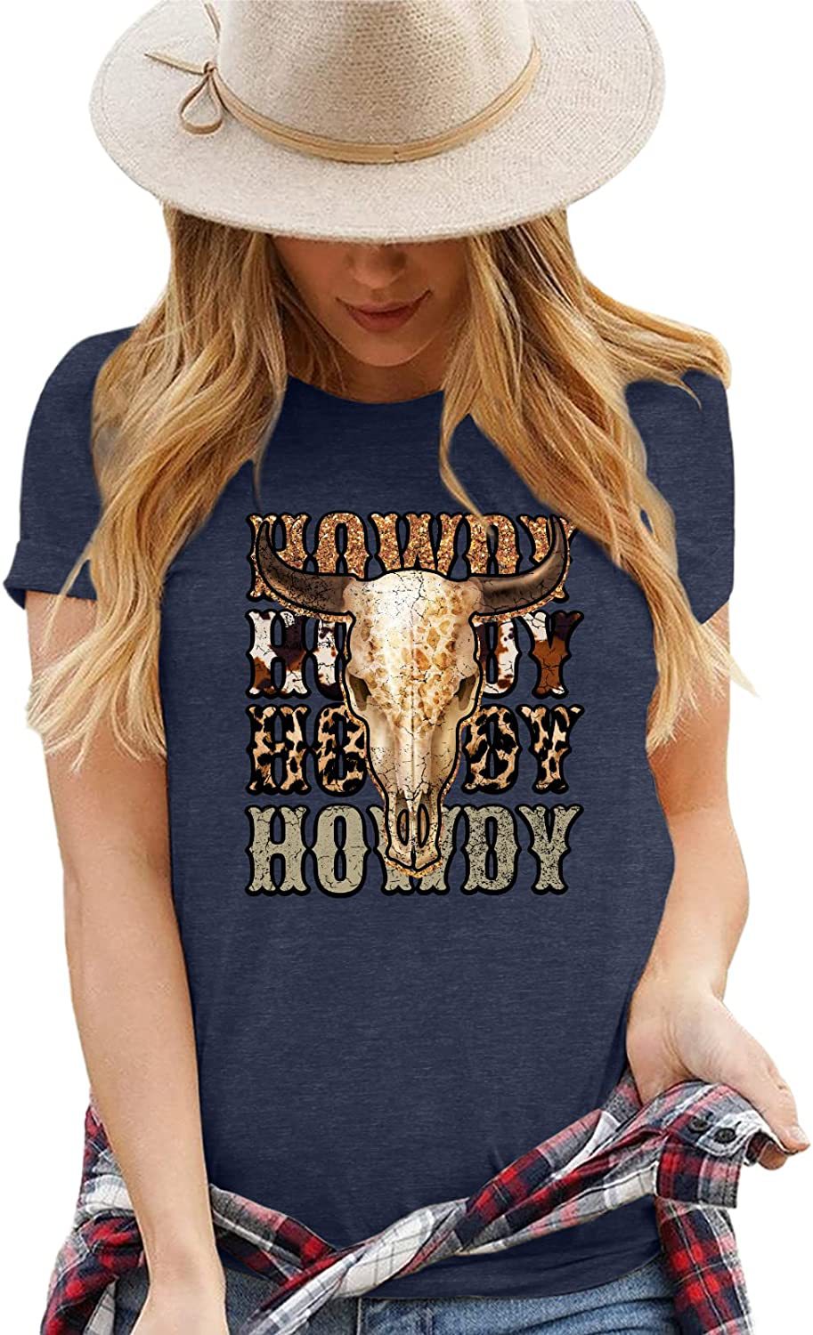 Camiseta de manga corta con cuello redondo y estampado de Tauro para mujer, estilo informal de verano occidental