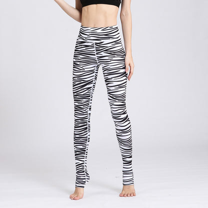 Women Casual High Waist Sports Stripe Yoga Leggings
