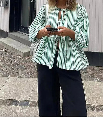 Blusas casuales dulces con tirantes y rayas para mujer
