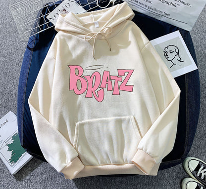 Sudadera con capucha de forro polar con estampado de letras para hombre y mujer, moda informal de otoño e invierno