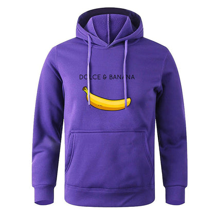 Sudadera con capucha de forro polar con estampado de plátano para hombre y mujer