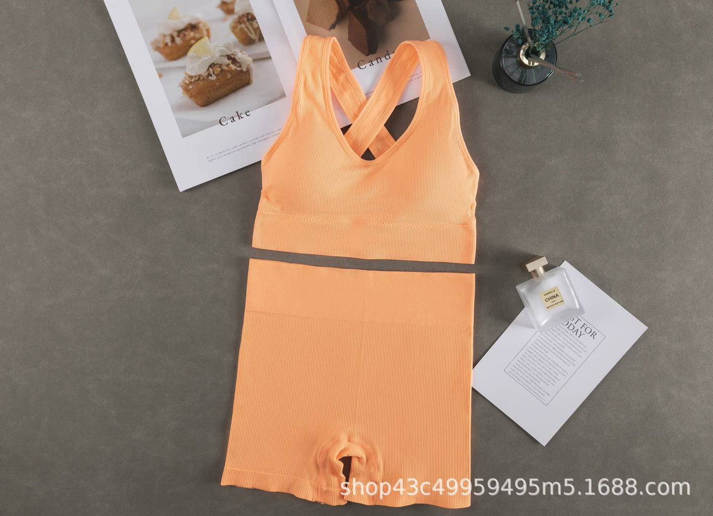 Women Fashion Casual Solid Color Camisole Sports Shorts Set