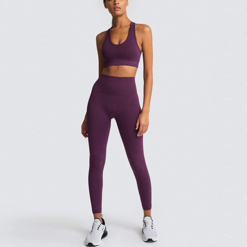Conjunto deportivo de 2 piezas para mujer, informal, de color sólido, sin mangas, con pantalones ajustados
