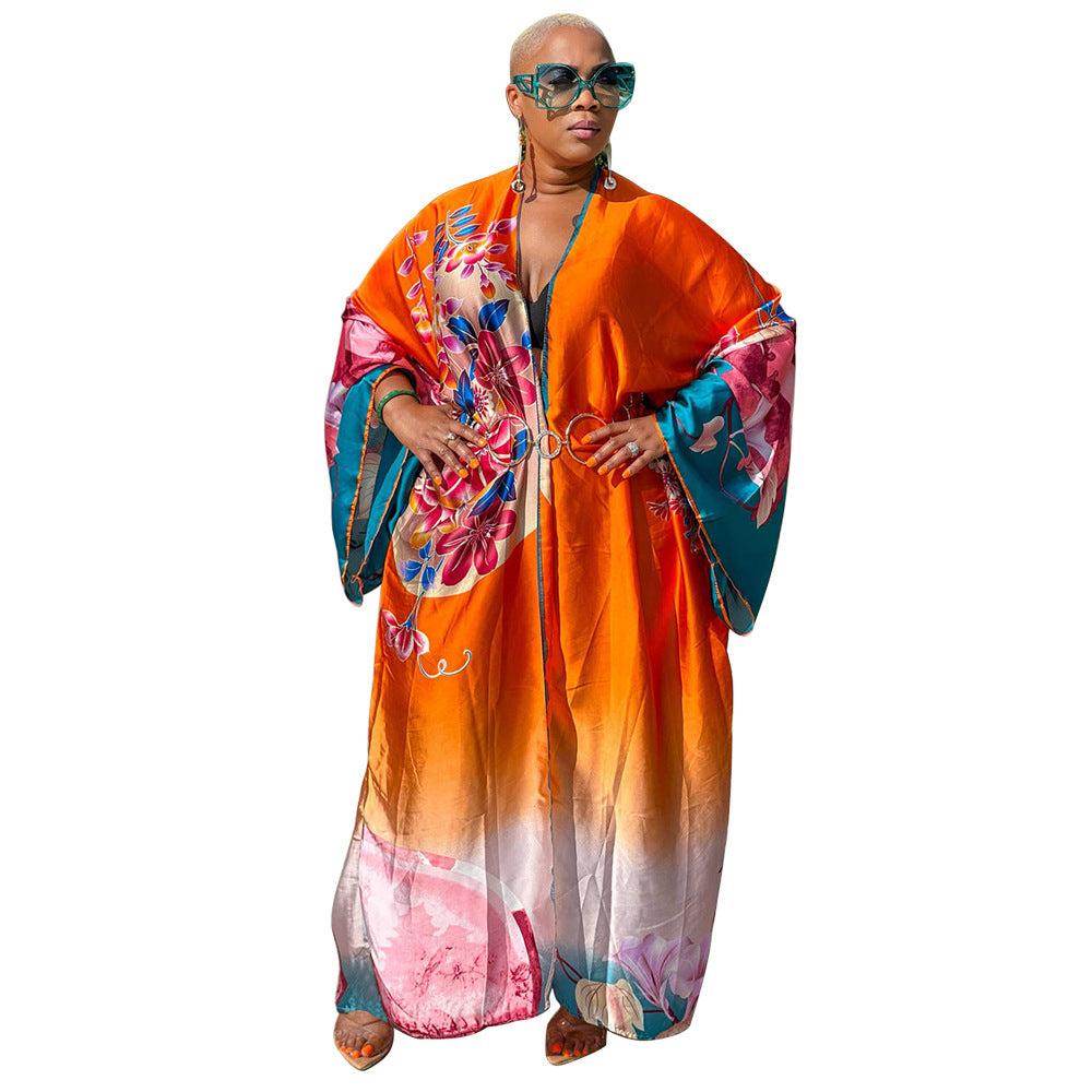 Cárdigan holgado con estampado gráfico informal de estilo bohemio para mujer