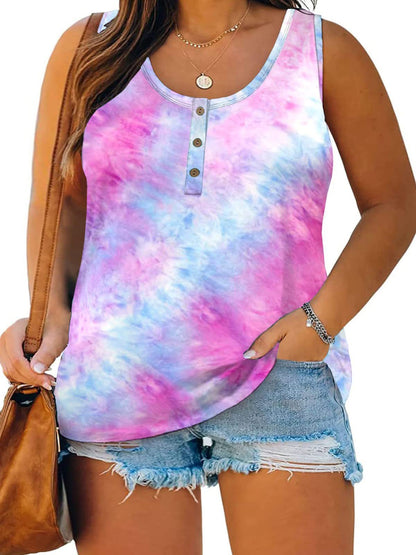 Top informal sin mangas con estampado gráfico de talla grande para mujer de verano