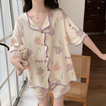 Conjunto de pijama informal de manga corta y pantalones cortos para mujer