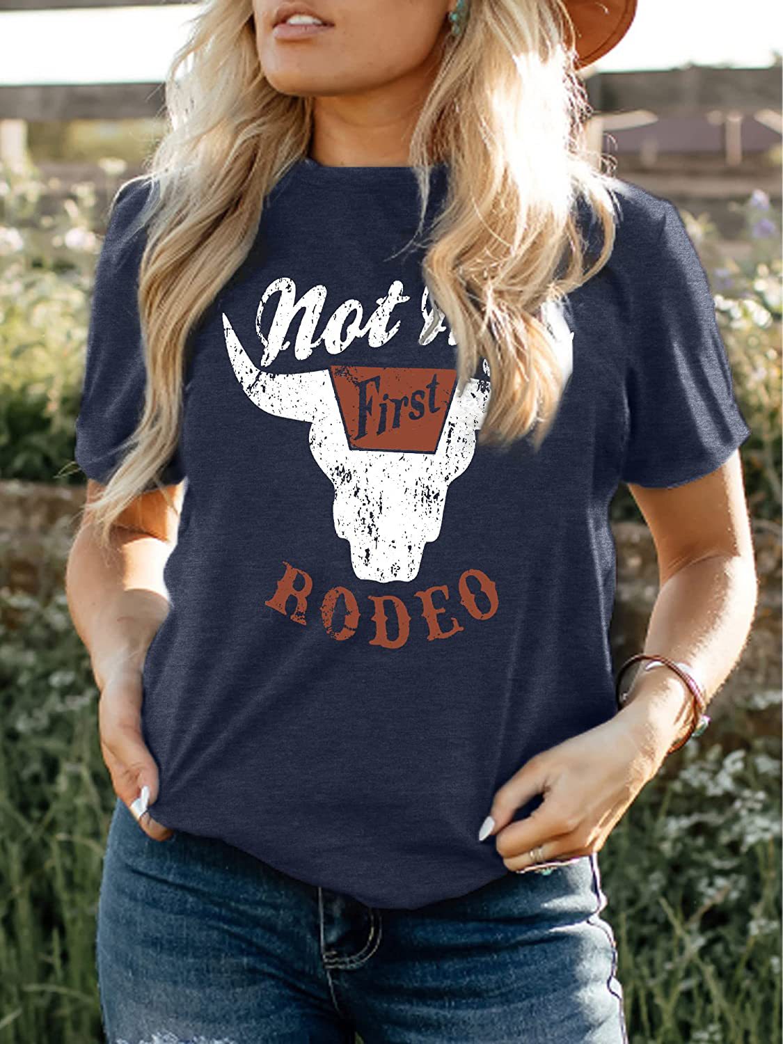 Camiseta de manga corta con cuello redondo y estampado de Tauro para mujer, estilo informal de verano occidental