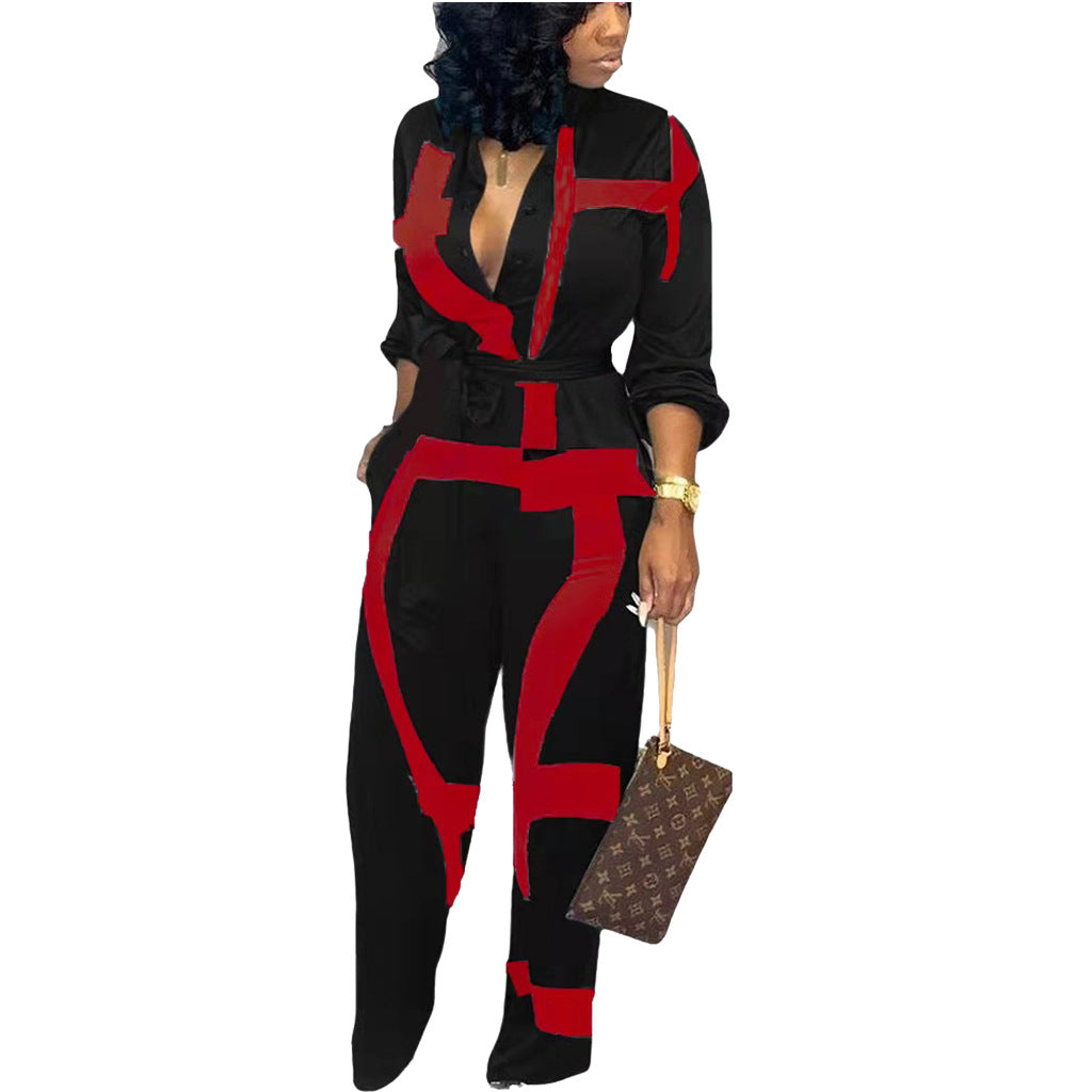 Women Fashion Casual Long Sleeve Jumpsuit
