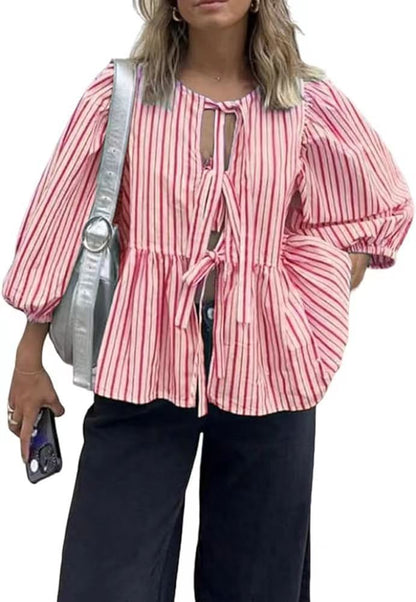 Blusas casuales dulces con tirantes y rayas para mujer