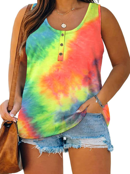 Top informal sin mangas con estampado gráfico de talla grande para mujer de verano