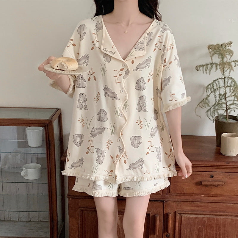 Conjunto de pijama informal de manga corta y pantalones cortos para mujer