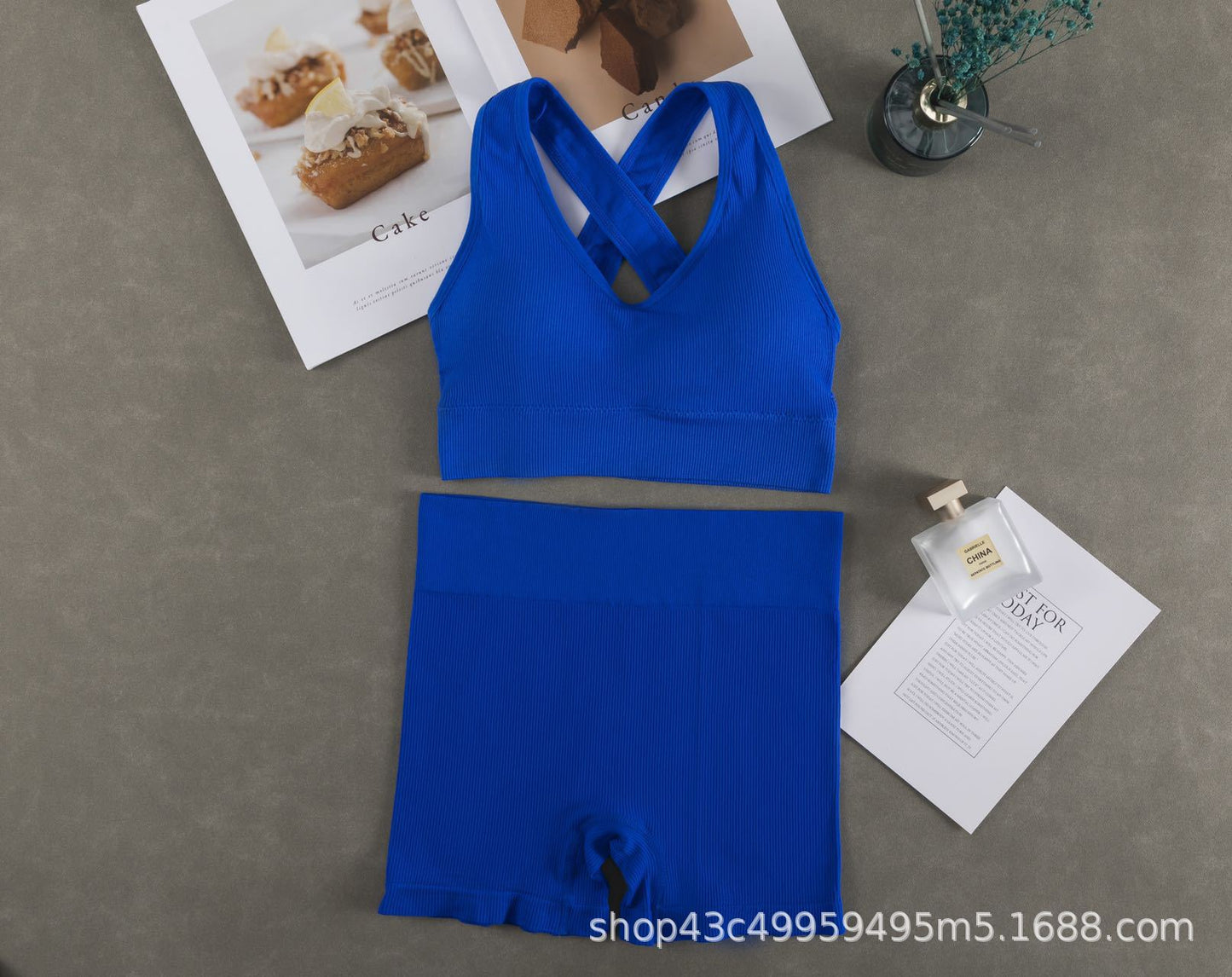 Women Fashion Casual Solid Color Camisole Sports Shorts Set