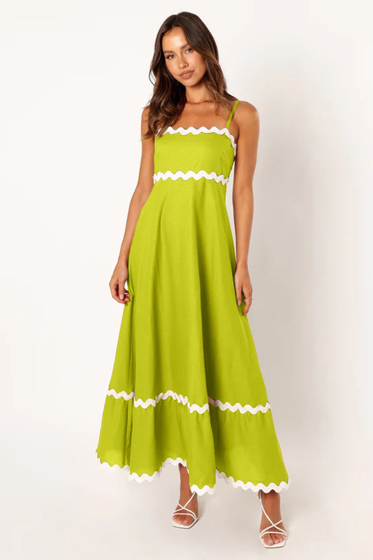Women Casual Summer Vacation Floral Color Blocking Maxi Sun Dress