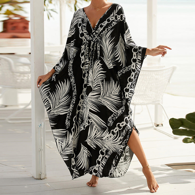 Traje de baño de verano para mujer, informal, estampado, holgado, protector solar