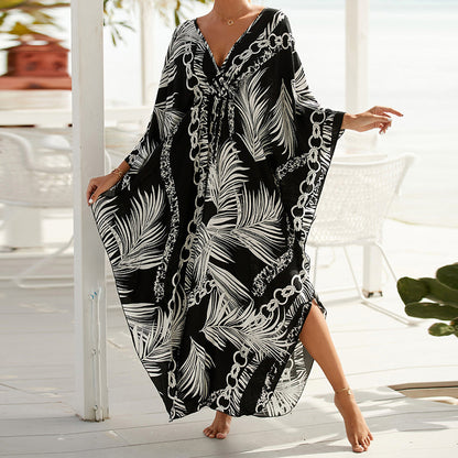 Traje de baño de verano para mujer, informal, estampado, holgado, protector solar
