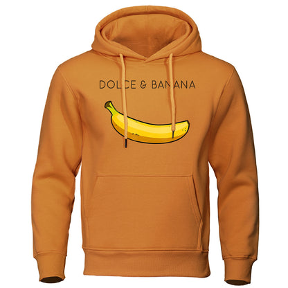 Sudadera con capucha de forro polar con estampado de plátano para hombre y mujer