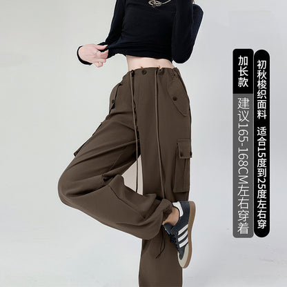 Pantalones cargo casuales de color sólido a la moda para mujer