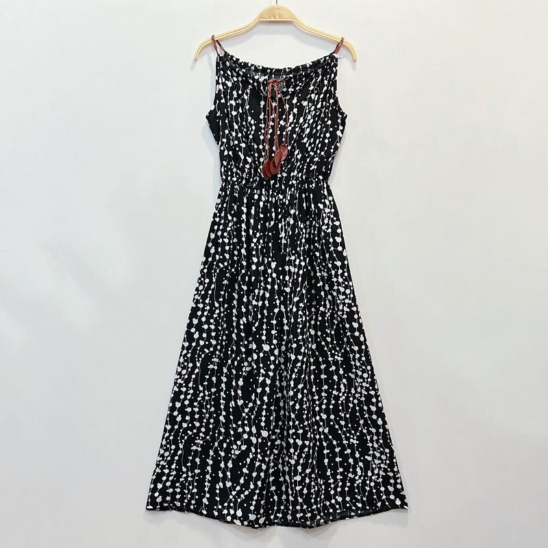 Women Fashion Casual Irregular Printing Sling Long Dress